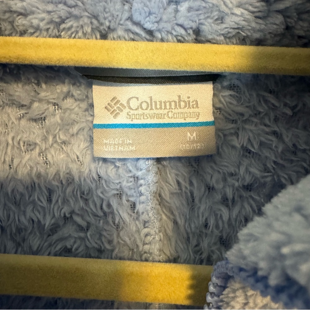 Columbia Kids Fire Side II Sherpa Half Zip fleece pullover in light blue. - Picture 7 of 16
